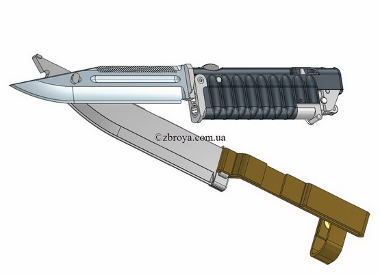 > <p>Какая получилась конструкция и что обсуждалось в Интернете и в откликах читателей журнала, видно на иллюстрациях. Основным несущим элементом конструкции является основание рукоятки. К основанию рукоятки крепятся: клинок, откидной магазин со стволом и полимерной накладкой, УСМ. Клинок вставляется в основание рукоятки и крепится с помощью заклепок. Такая компоновка обусловлена тем, что в случае поломки клинка, его можно будет поменять без особых усилий и ущерба для приспособления для отстрела патронов. Если бы непосредственно клинок был основным несущим элементом, к которому крепились все детали, то ремонт такого ножа в случае поломки клинка был бы очень сложным.</p> <img style=